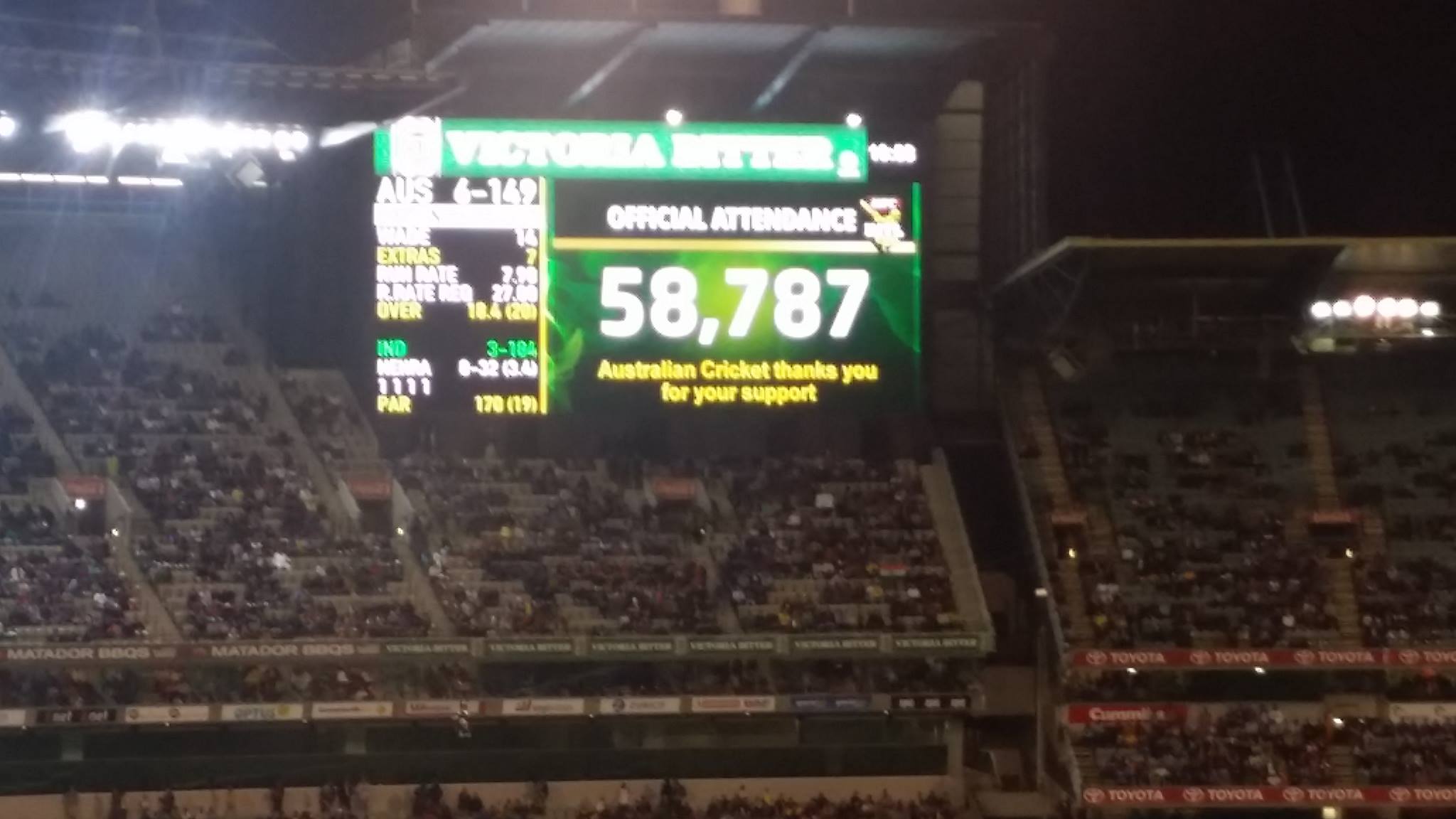 The carefully worded message of gratitude to the MCG crowd.