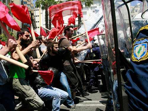 GREEKS PROTEST AUSTERITY CUTS by PIAZZA del POPOLO Riot greece photo