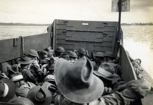 Aussie soldiers landing, Brunei Bay, 10 June 1945 by Blue Mountains Local Studies aussie soldiers photo