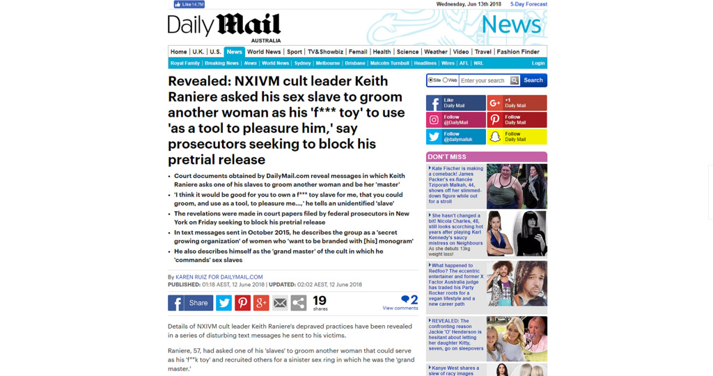 NXIVM sex cult NXIVM sex cult